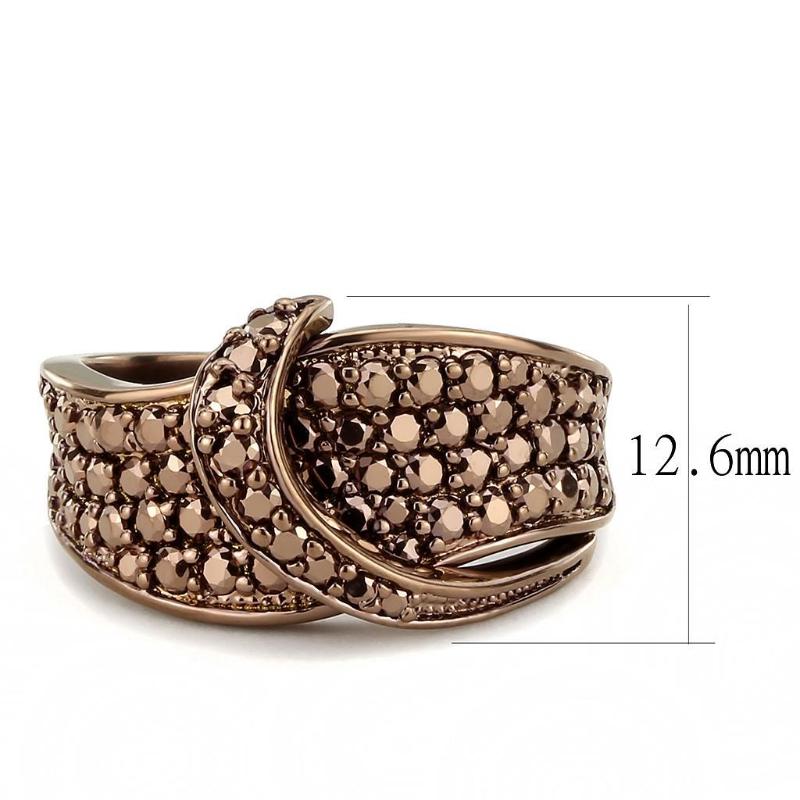 IP Coffee light Brass Ring with AAA Grade CZ in Light Coffee