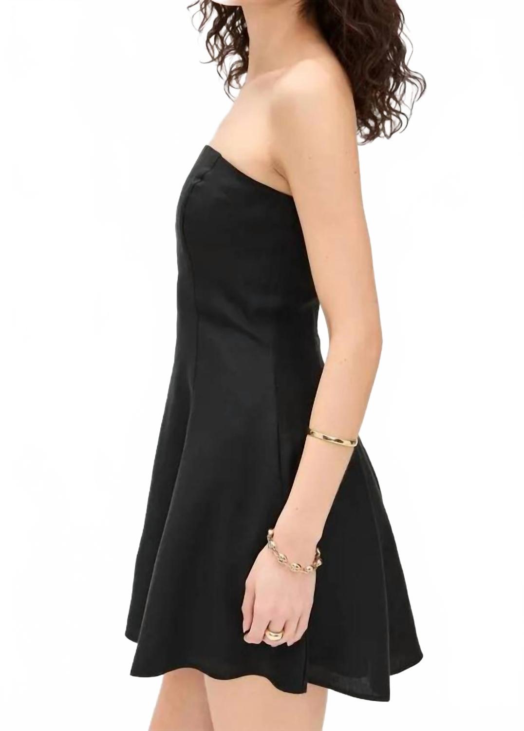 Linen Mini Dress In Black