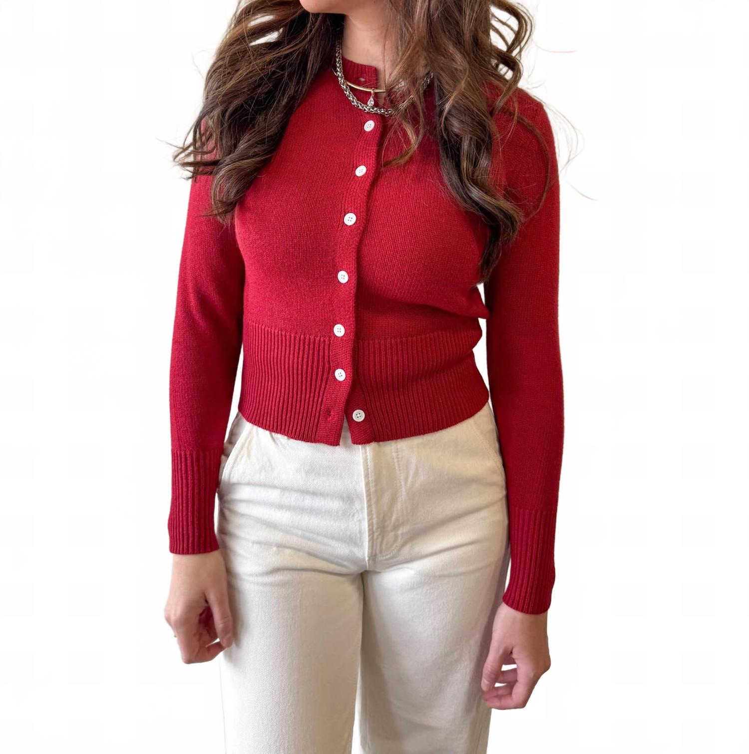 Berry Bright Cardigan In Crimson