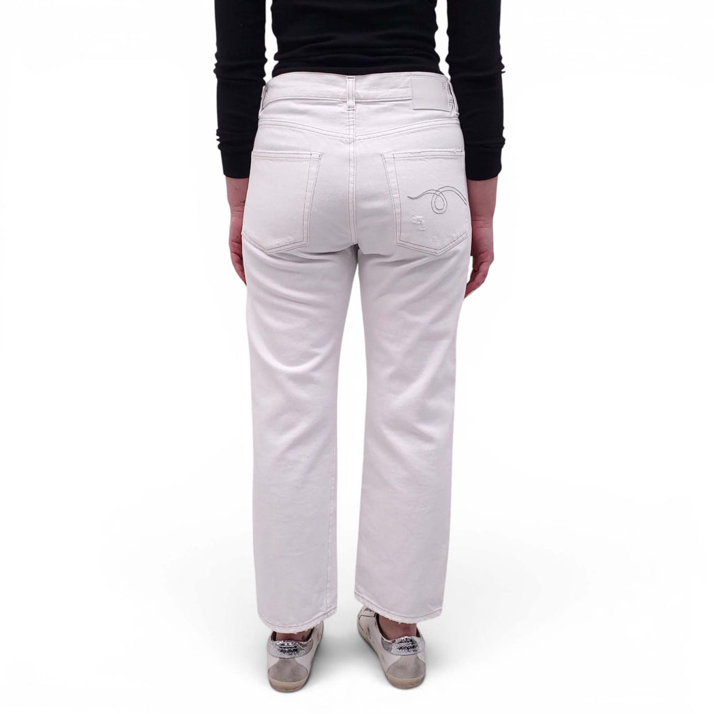 R13 WHITE 'BOYFRIEND' JEANS - SIZE 26