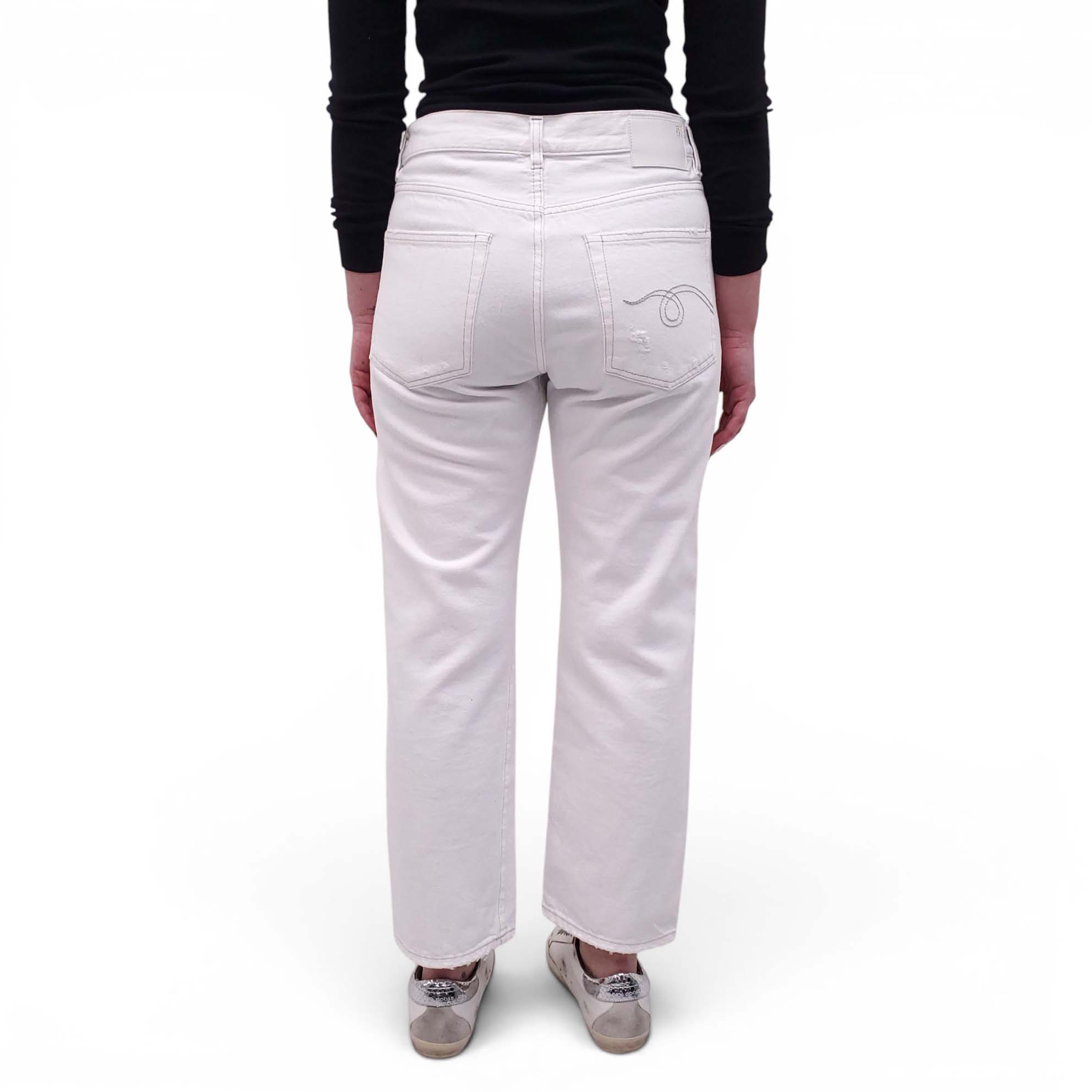R13 WHITE 'BOYFRIEND' JEANS - SIZE 26