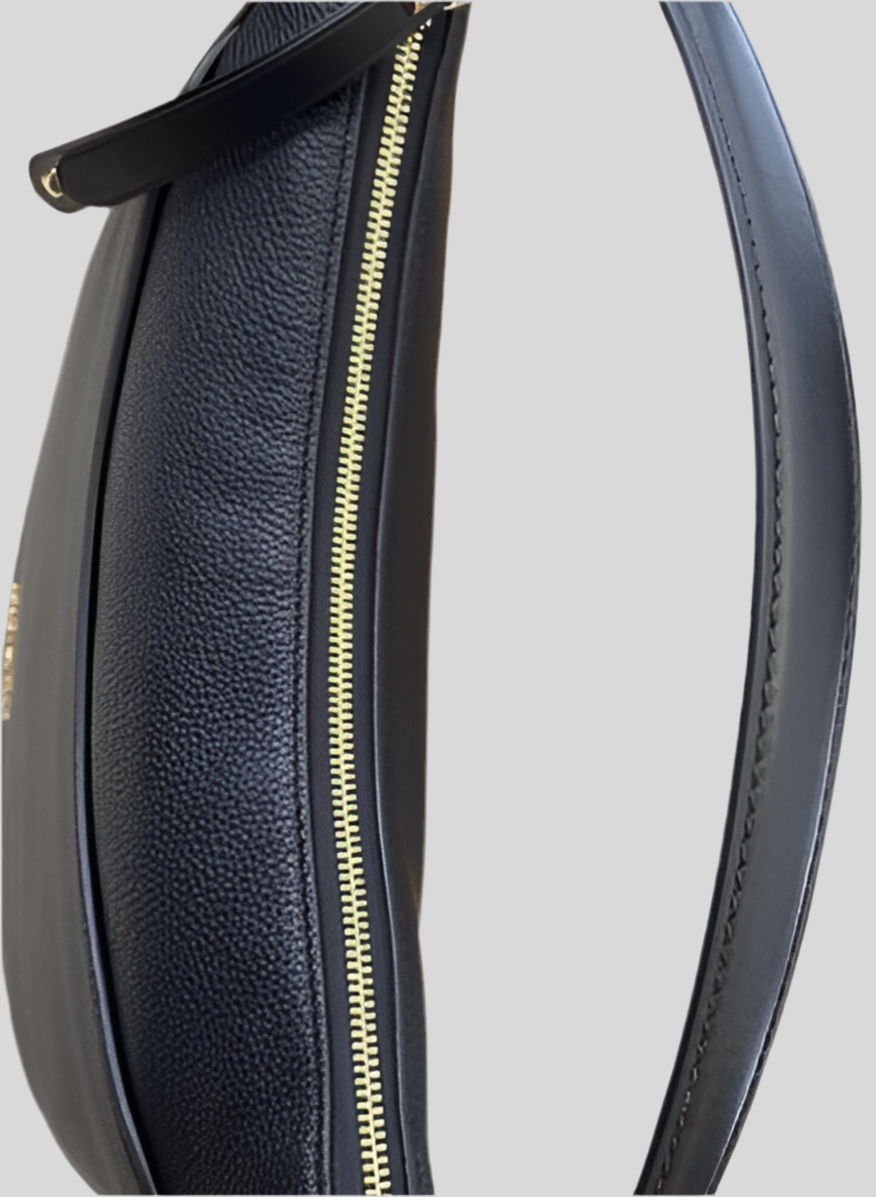 NWT Michael Kors Large Dover Half Moon Shoulder Bag In Black