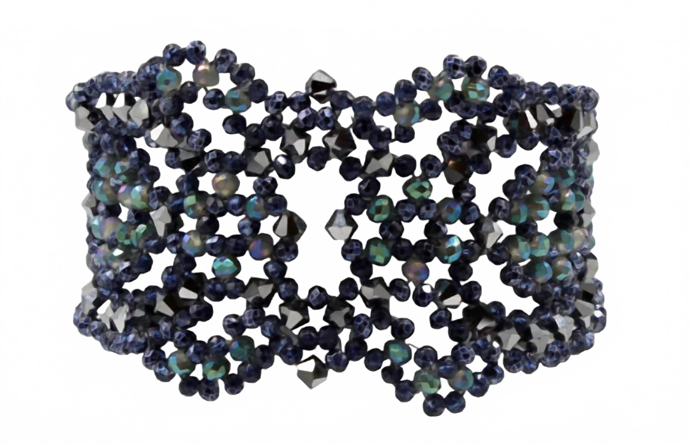 Giulia Handwoven Bead Cuff Bracelet In Interstellar