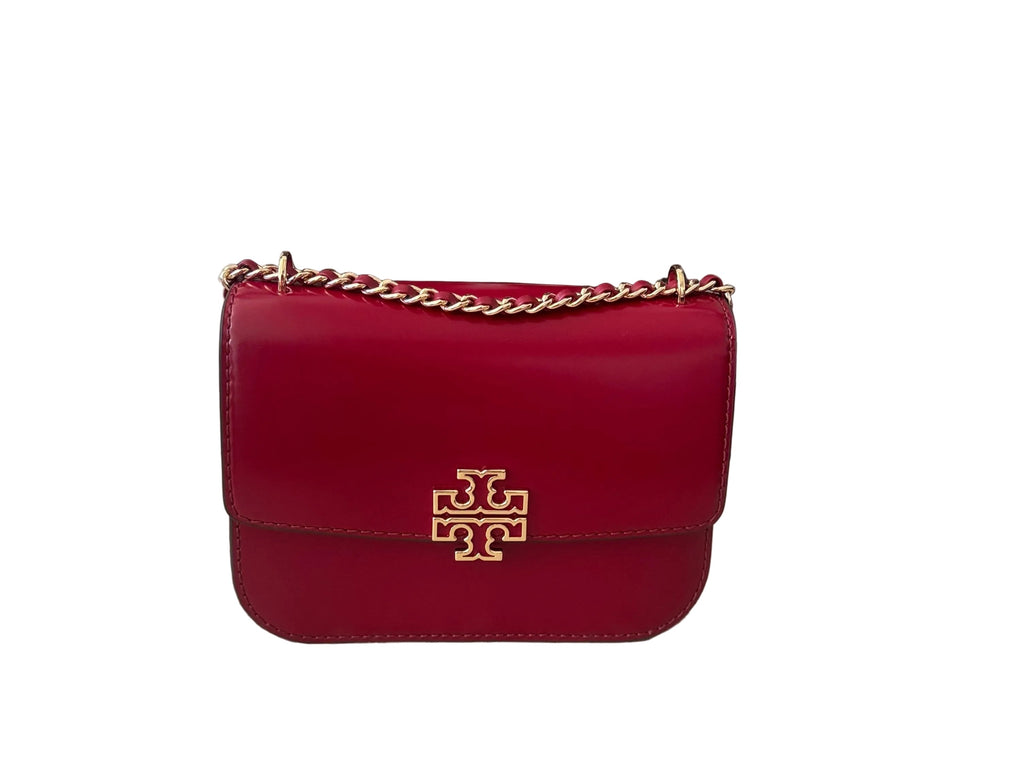 NWT Tory Burch Britten Smooth Small Adjustable Leather Shoulder/ Crossbody Bag In Red