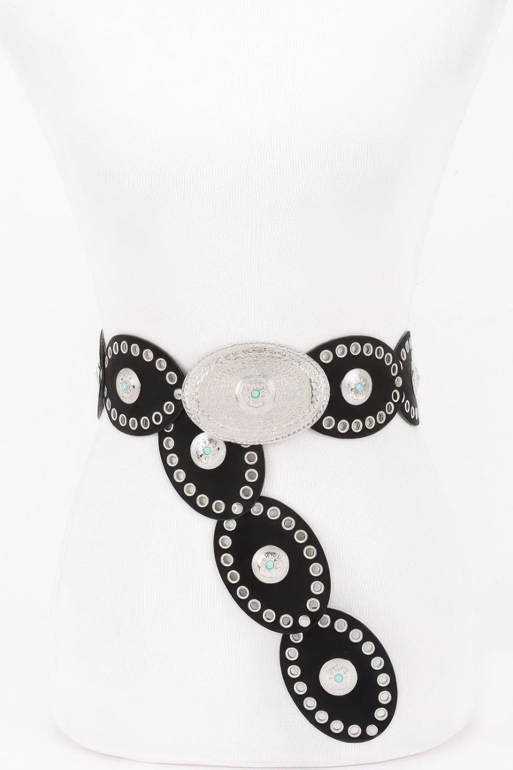 Wide Statement Belt with Oval Studded Design