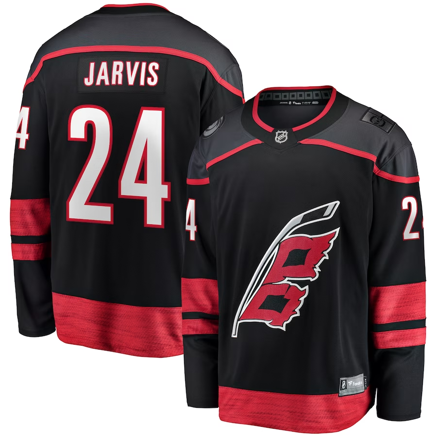 Men's Carolina Hurricanes Seth Jarvis #24 Black Player Game jersey