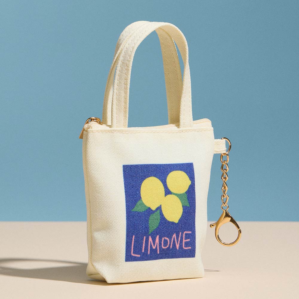 Limone Graphic Printed Keychain Mini Tote Bag
