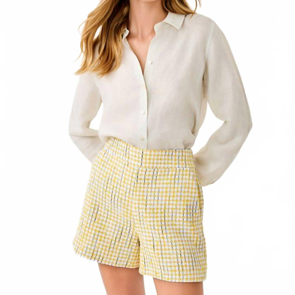 Sea View Metallic Button Blouse In Gold Foiled Coconut