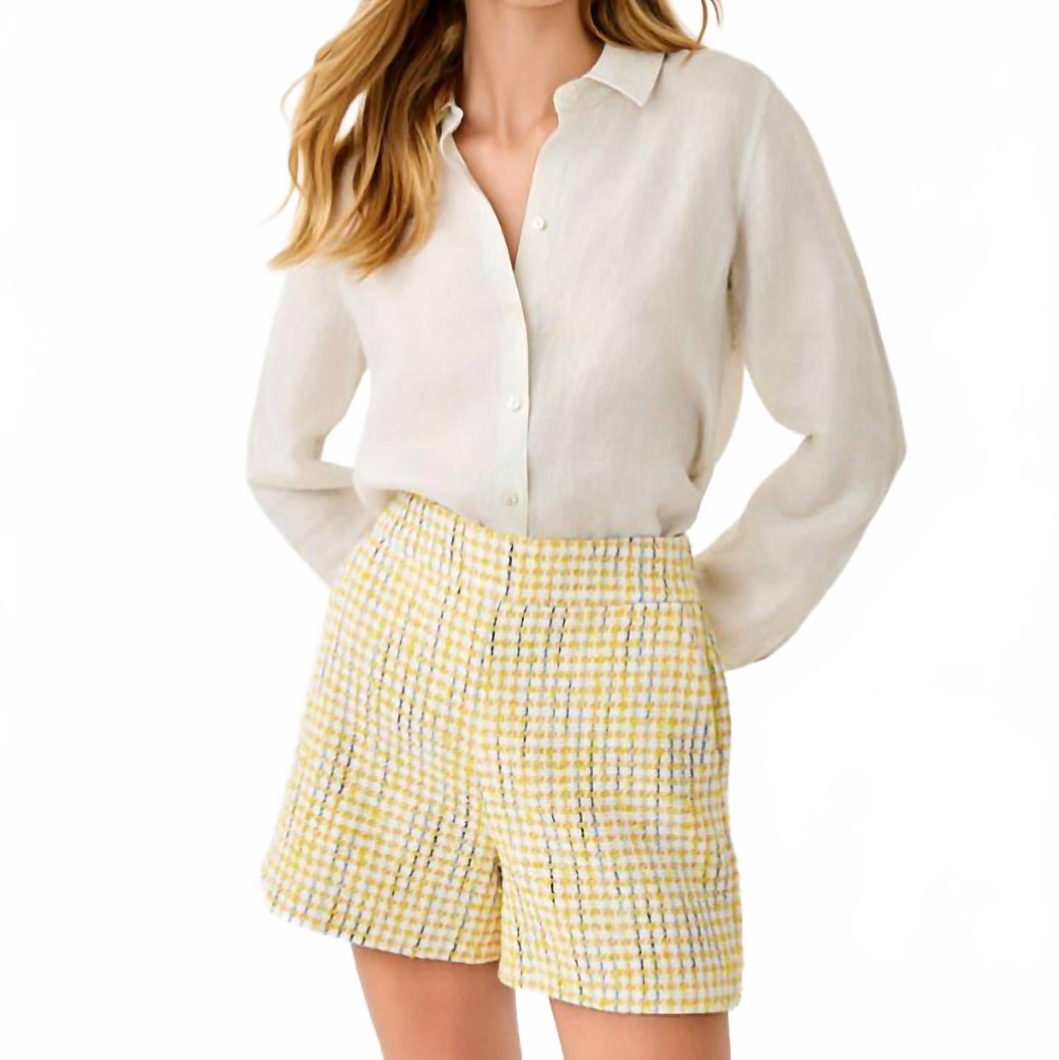 Sea View Metallic Button Blouse In Gold Foiled Coconut