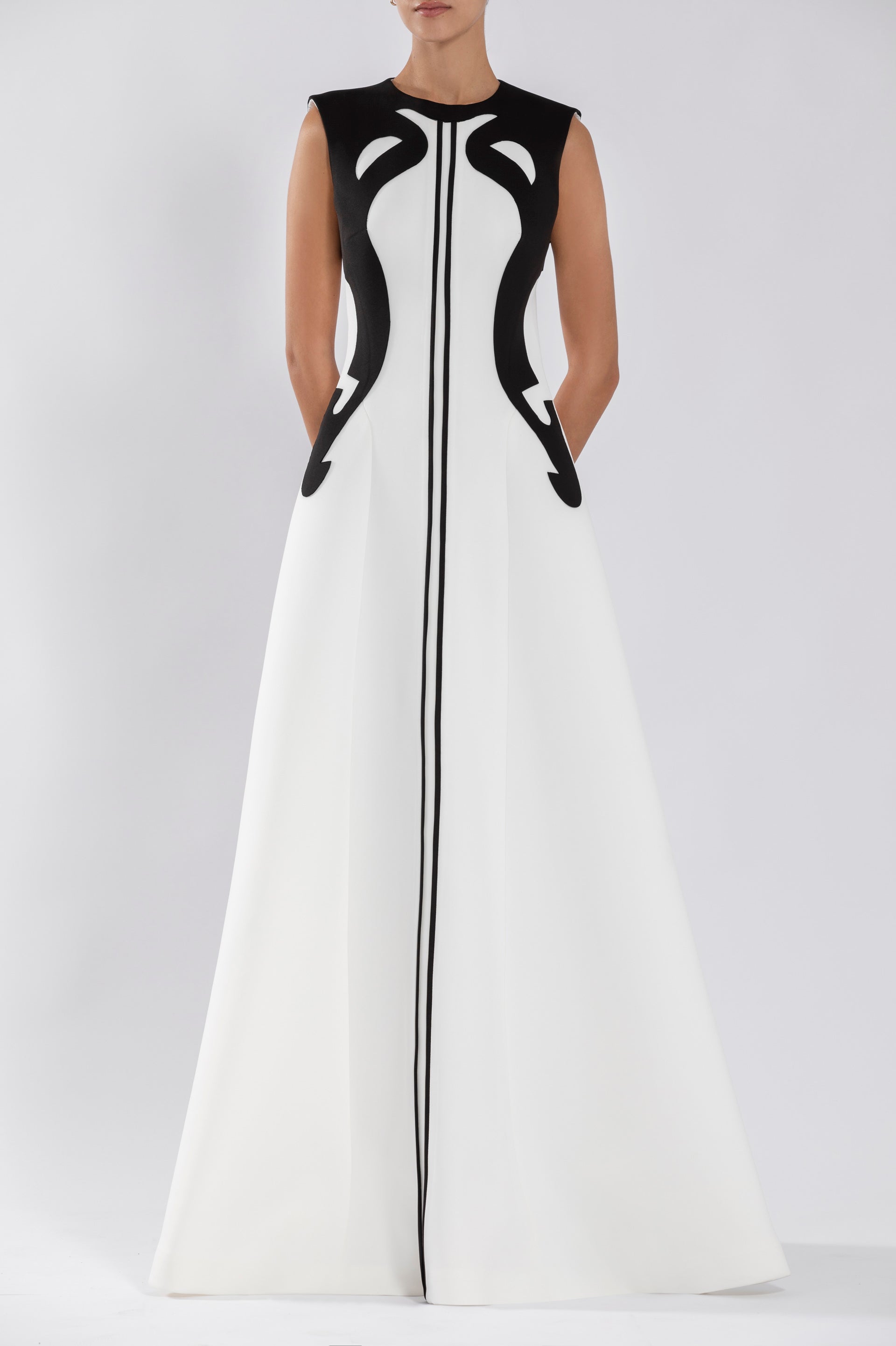 Neoprene Dress With Abstract Contrast Cuts