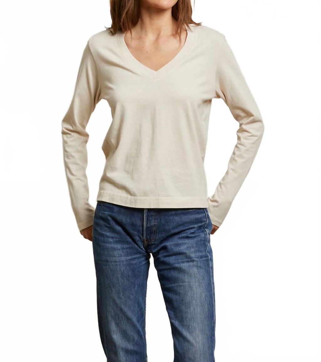 Sinatra Ringspun Cotton Long Sleeve V-Neck In Sugar