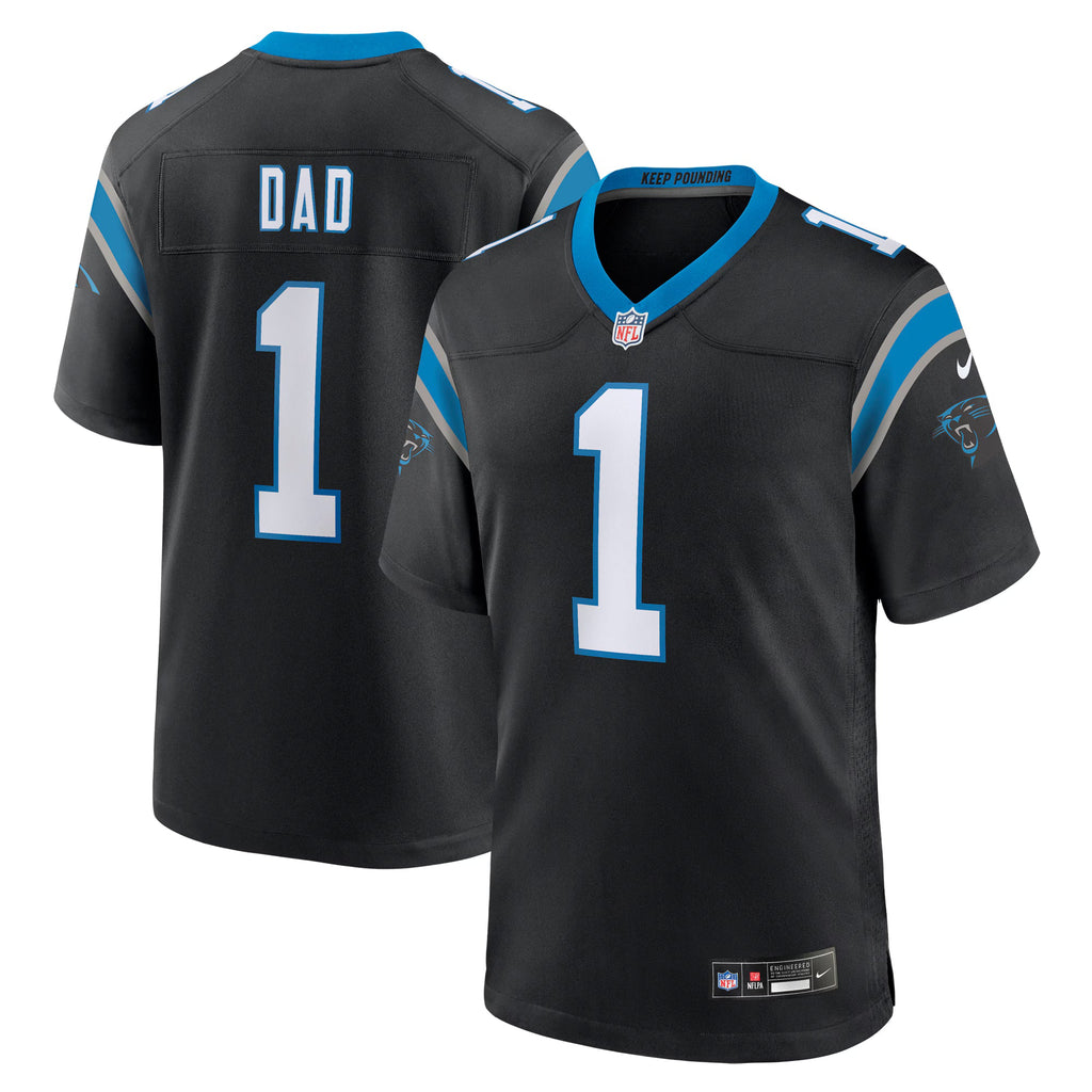 Carolina Panthers Number 1 Dad Black Game Jersey