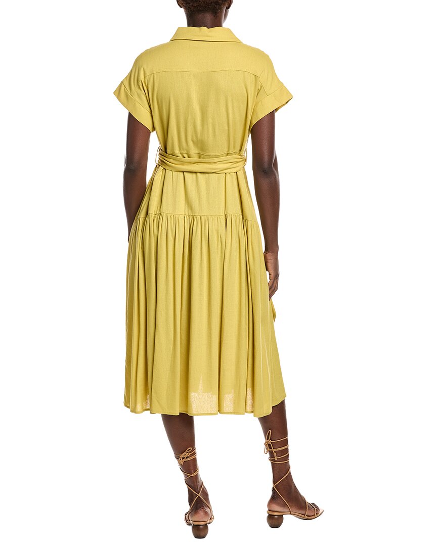 Gracia Cap Sleeve Linen-Blend Shirtdress