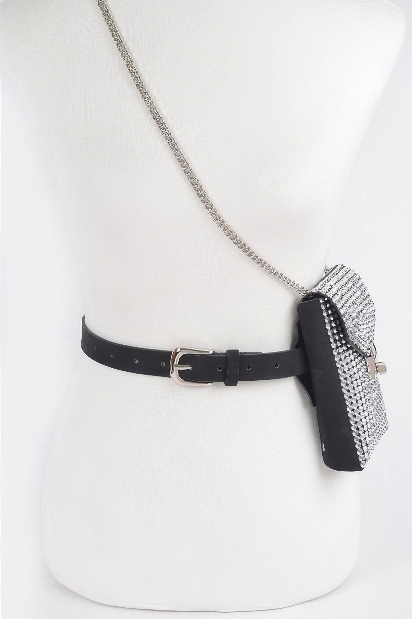 Shinny Acrylic Stone Plus Size Belt Bag W/chain