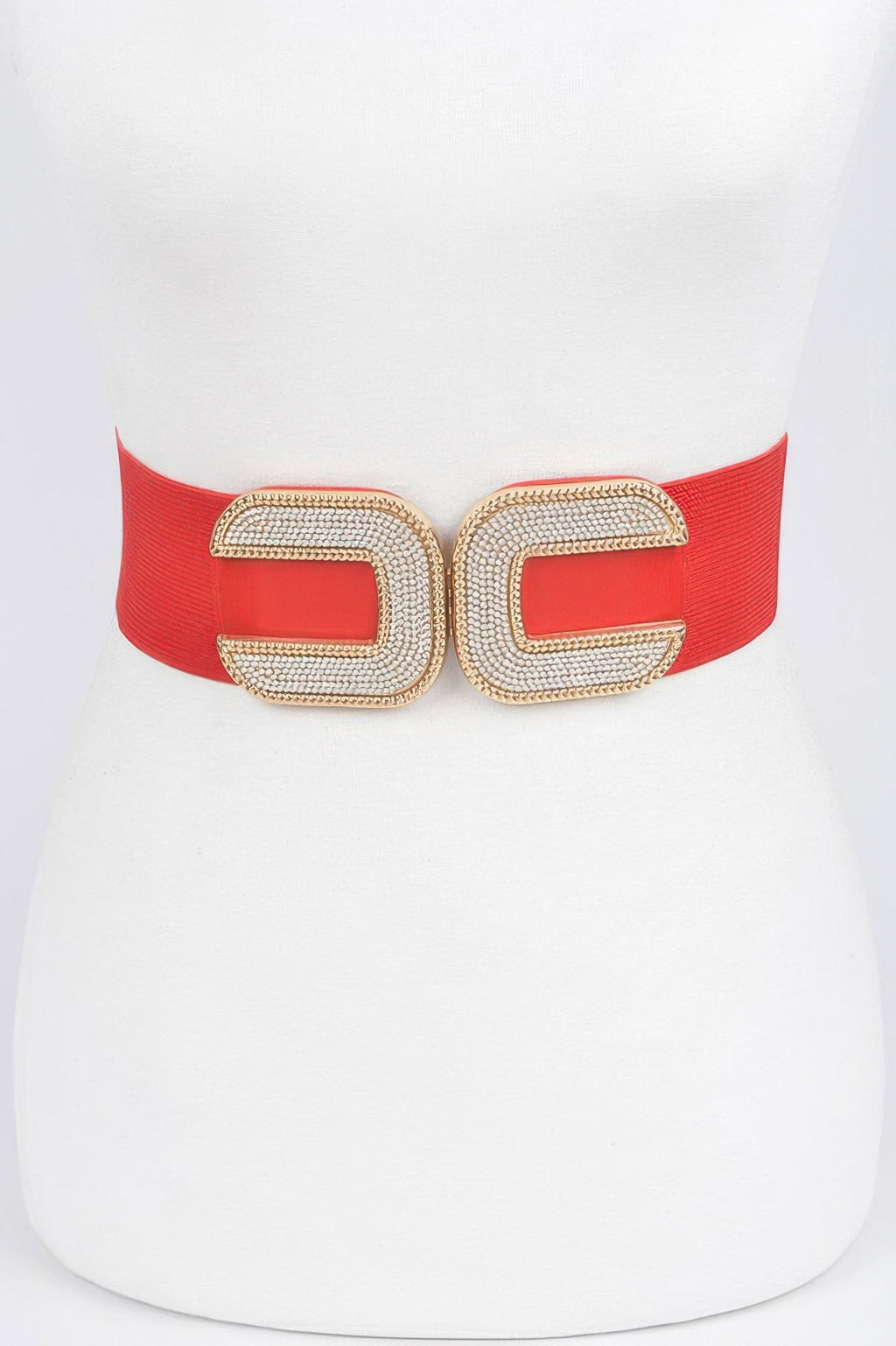 Rhinestone Buckle Stretch Belt