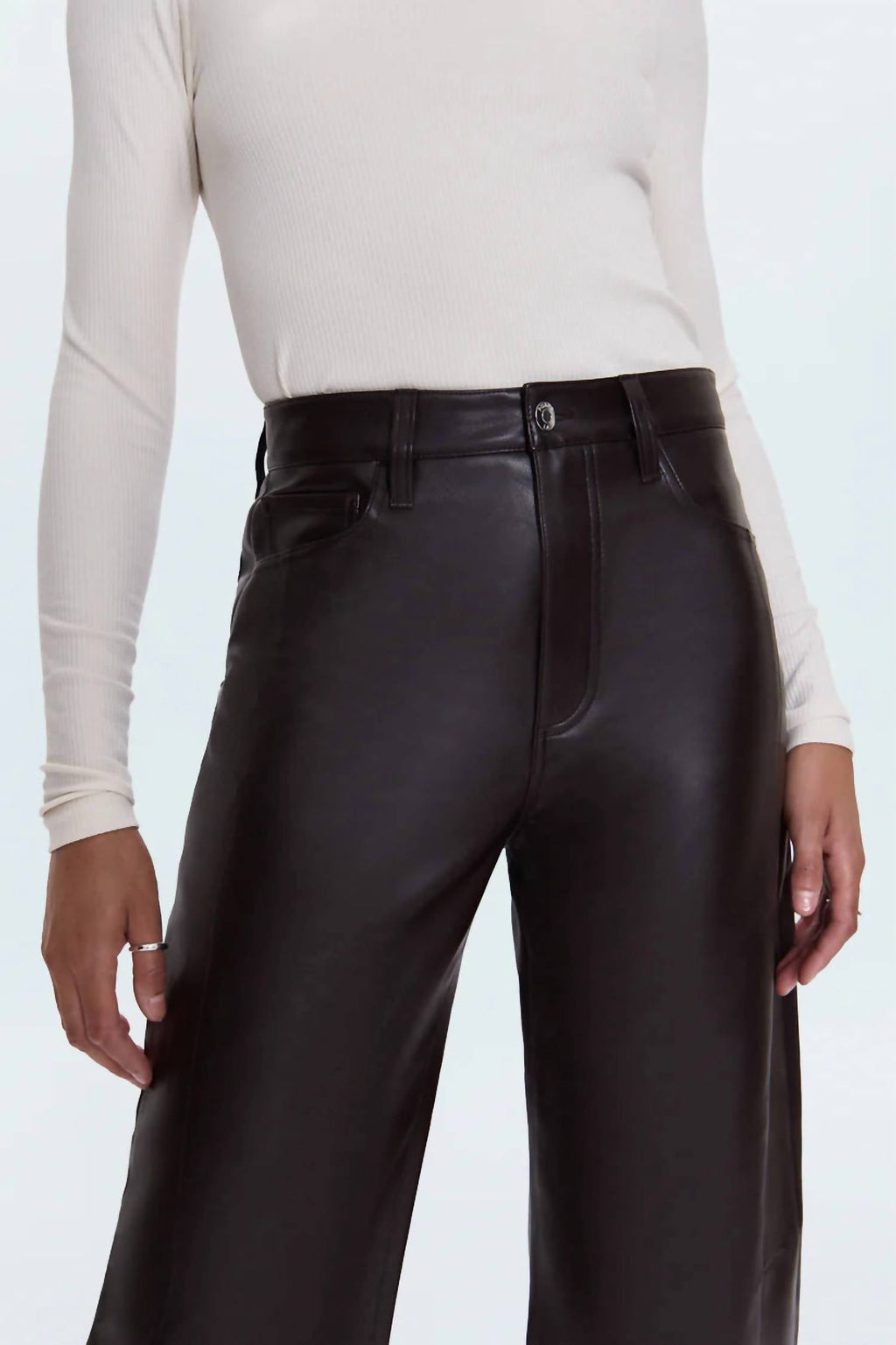 Eli Barrel Faux Leather Pants In French Roast