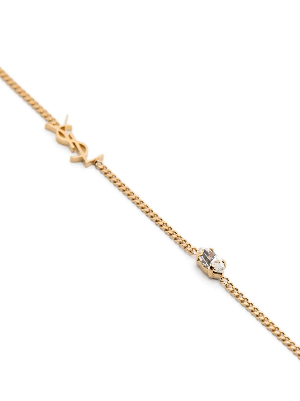 Saint Laurent Women Metal And Rhinestone Cassandre Heart Charm Bracelet
