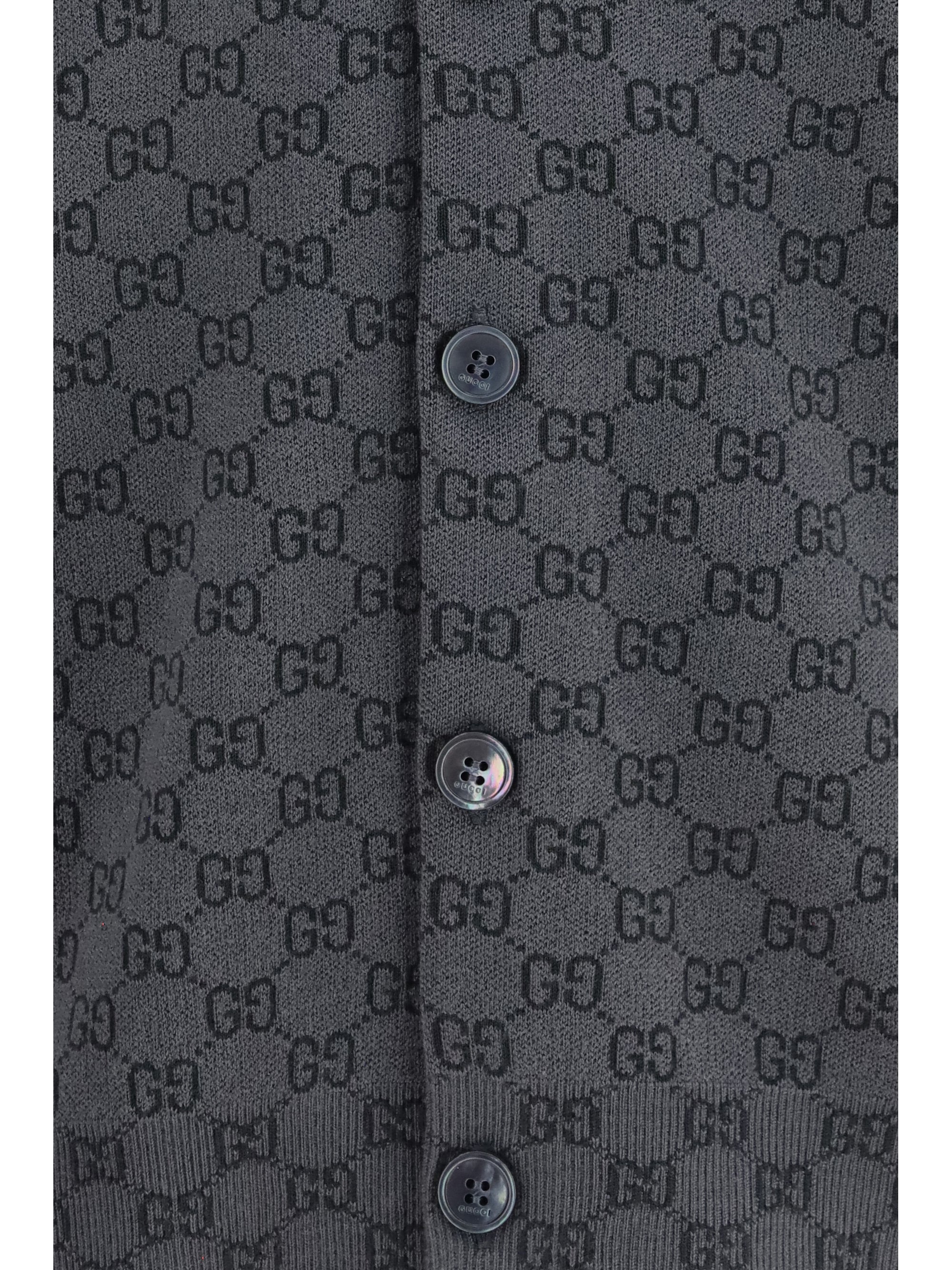 Gucci Men Silk And Wool Gg Print Cardigan