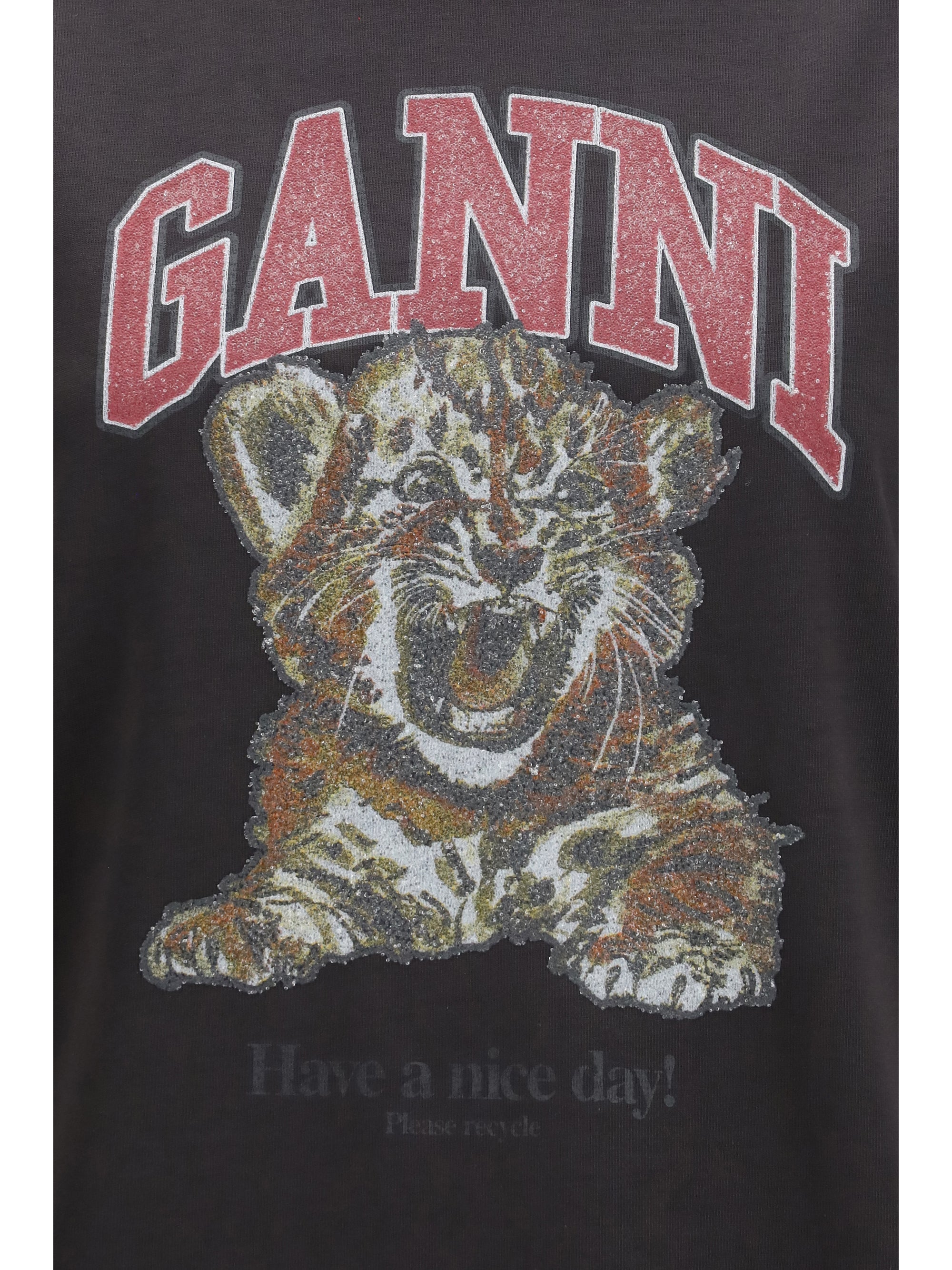 Ganni Women Tiger Cotton T-Shirt