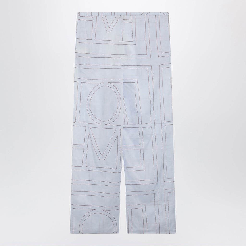 Toteme Monogram Pajama Trousers In Light Blue Cotton Blend Women