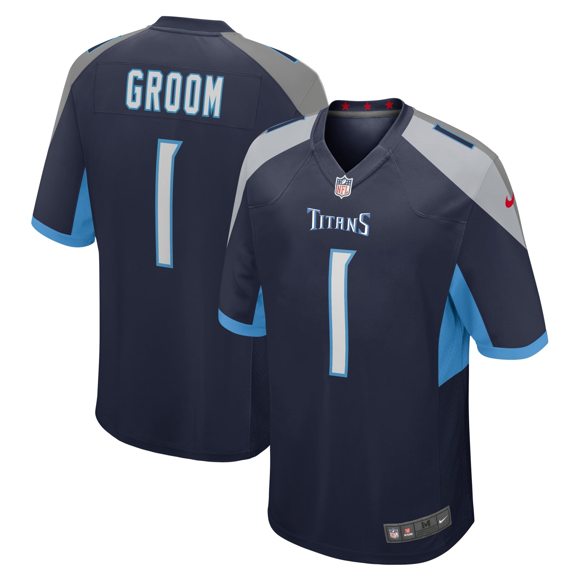 Tennessee Titans Number 1 Groom Navy Game Jersey