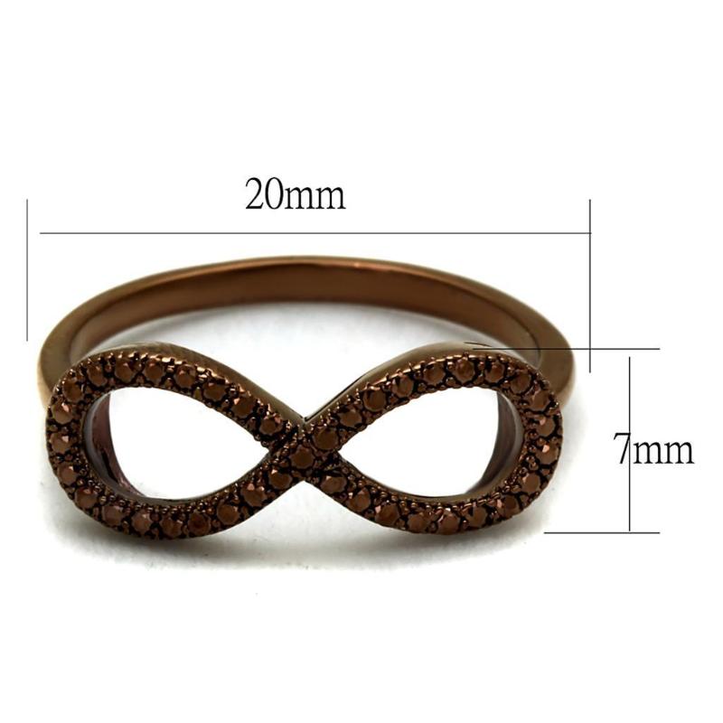 IP Coffee light Brass Ring with AAA Grade CZ in Light Coffee