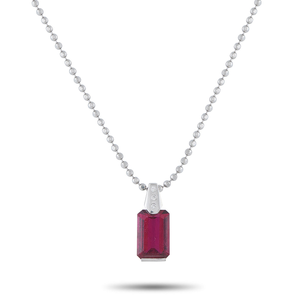 LB Exclusive Platinum 0.04ct Diamond and Tourmaline Pendant Necklace MF05-041426