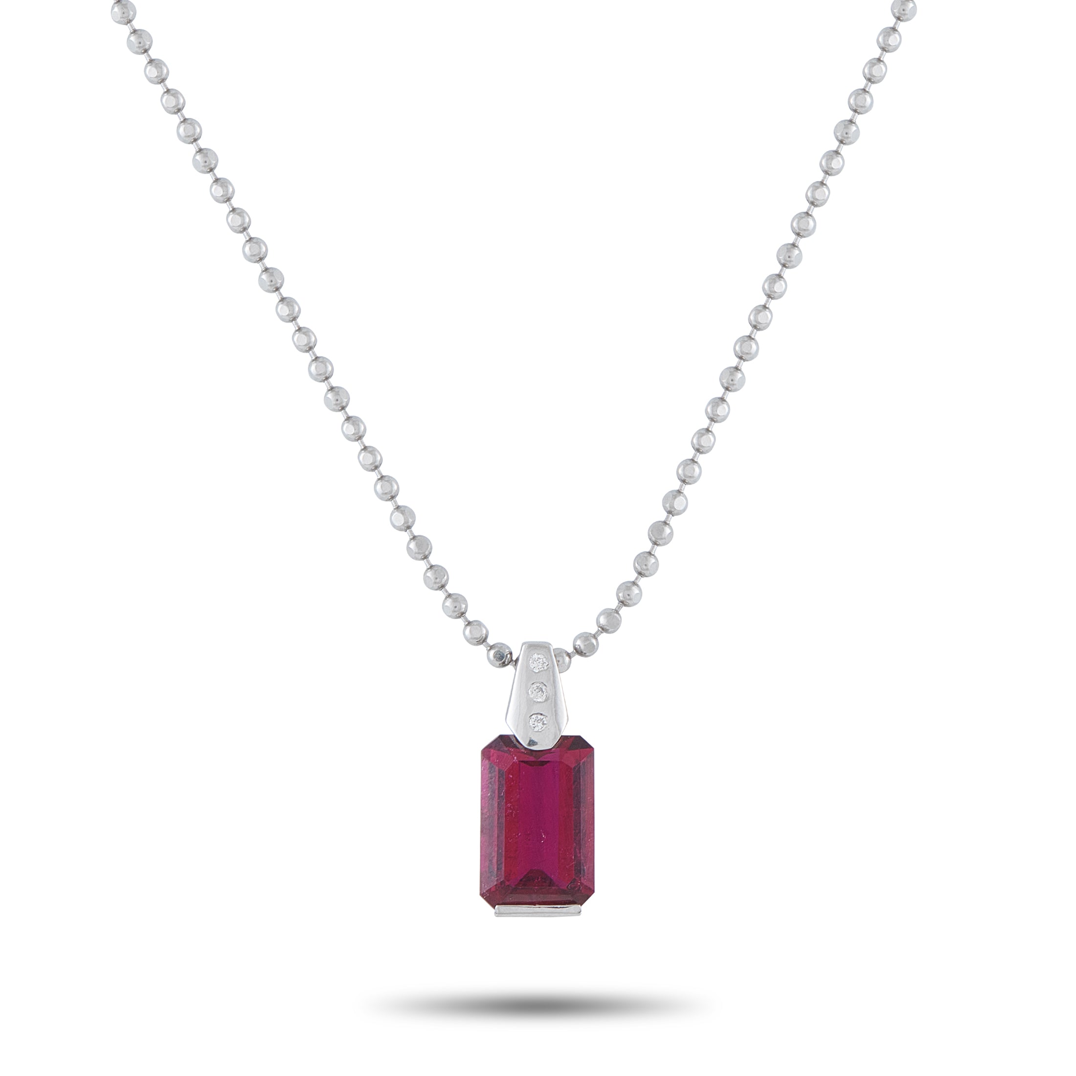 LB Exclusive Platinum 0.04ct Diamond and Tourmaline Pendant Necklace MF05-041426