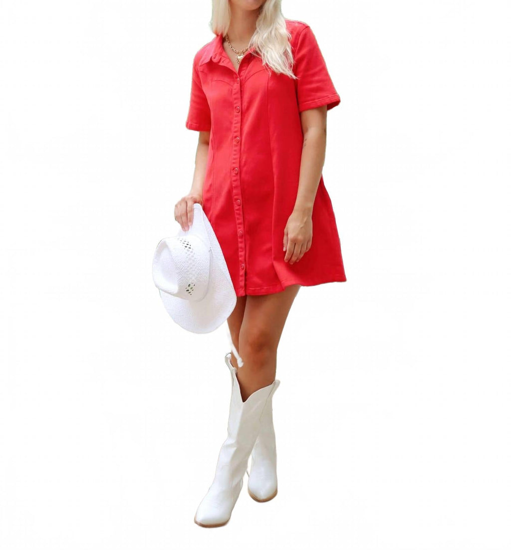 Love Me Denim Mini Dress In Watermelon