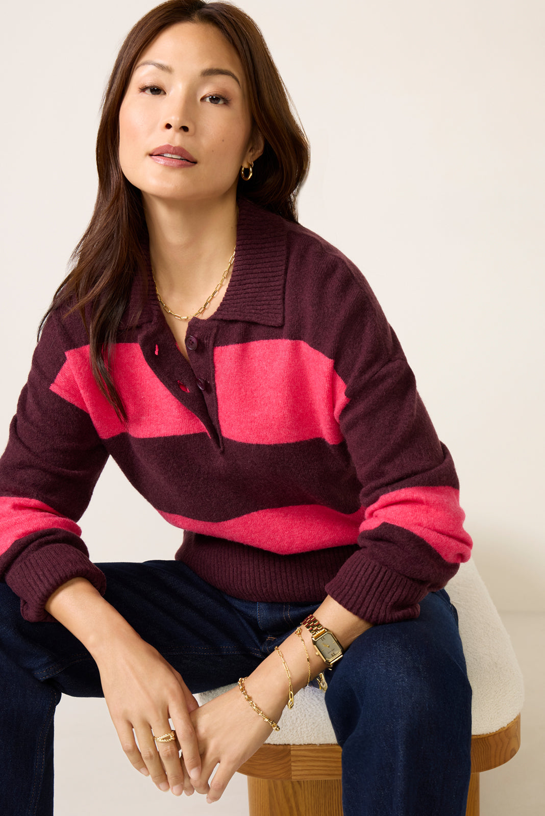 Women's Roslyn Rugby Stripe Sweater Top