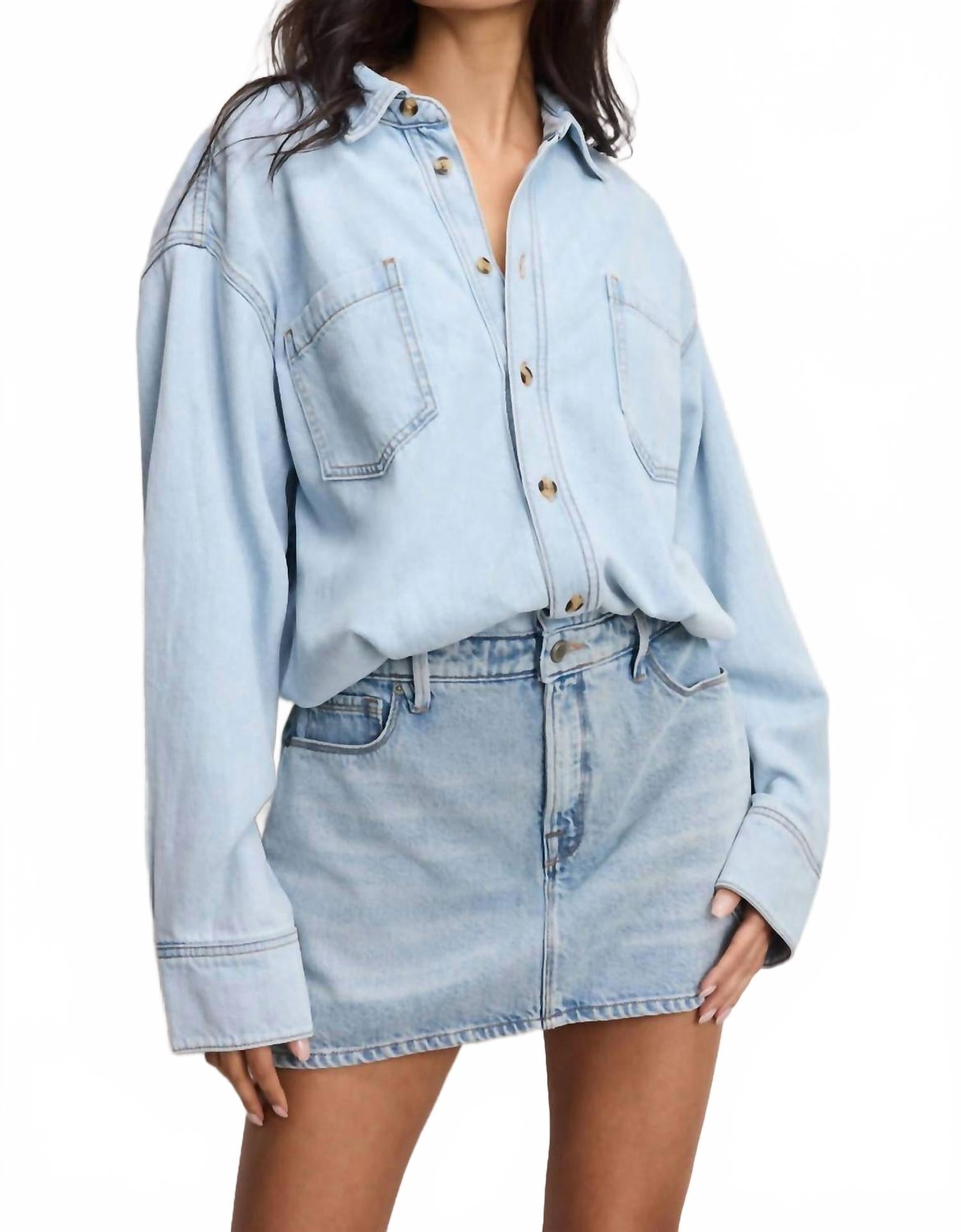 Denim Shirt Dress In Indigo795