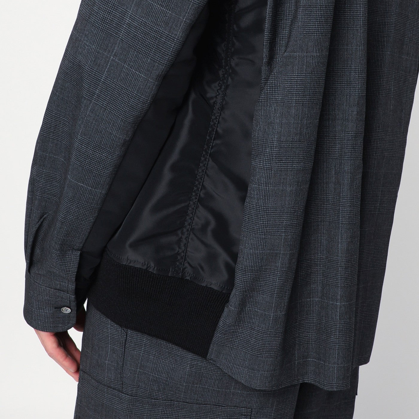 Sacai Gray Plaid Wool Shirt Jacket Men