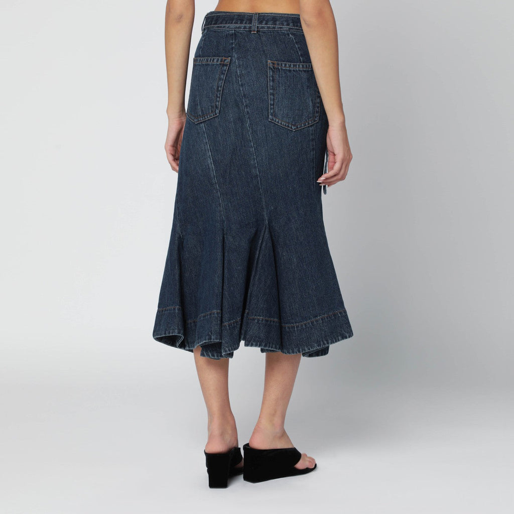Sacai Asymmetric Blue Denim Skirt Women