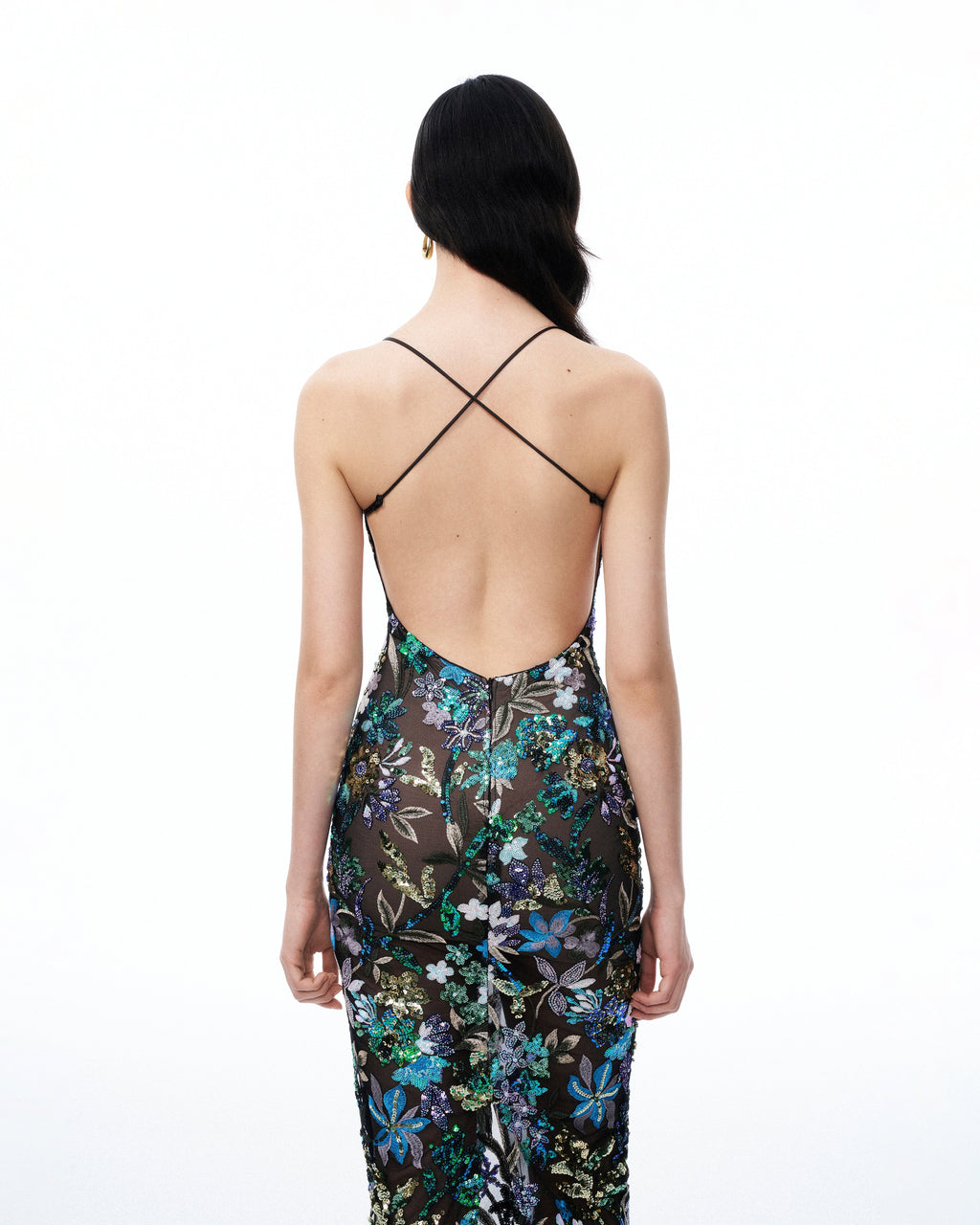 Isadora Floral Sequin Dress - Black Multi