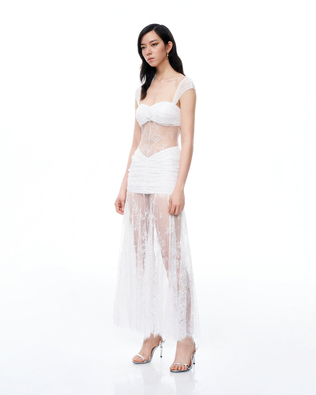 Fiorentina 3D Floral Lace Dress - White