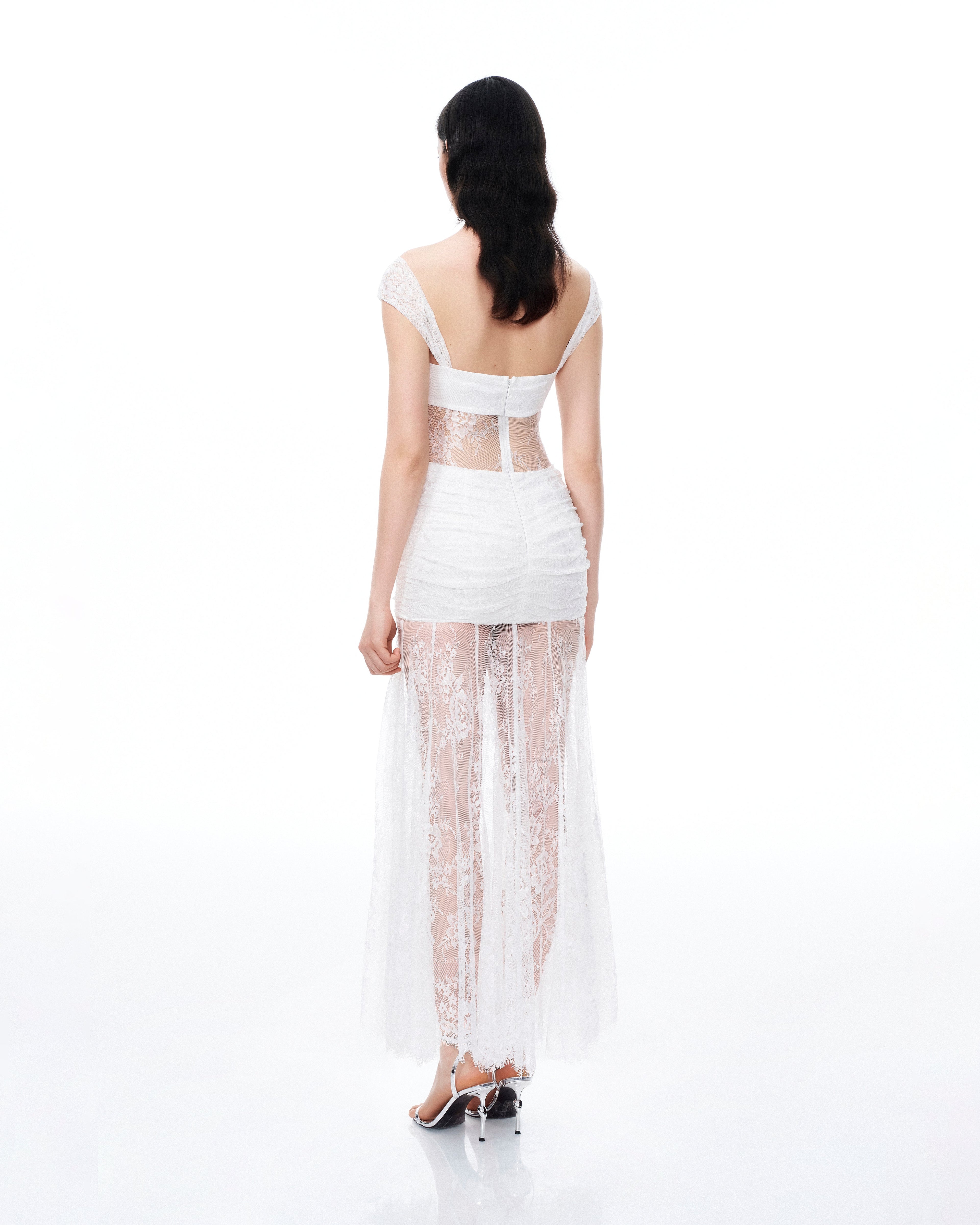 Fiorentina 3D Floral Lace Dress - White