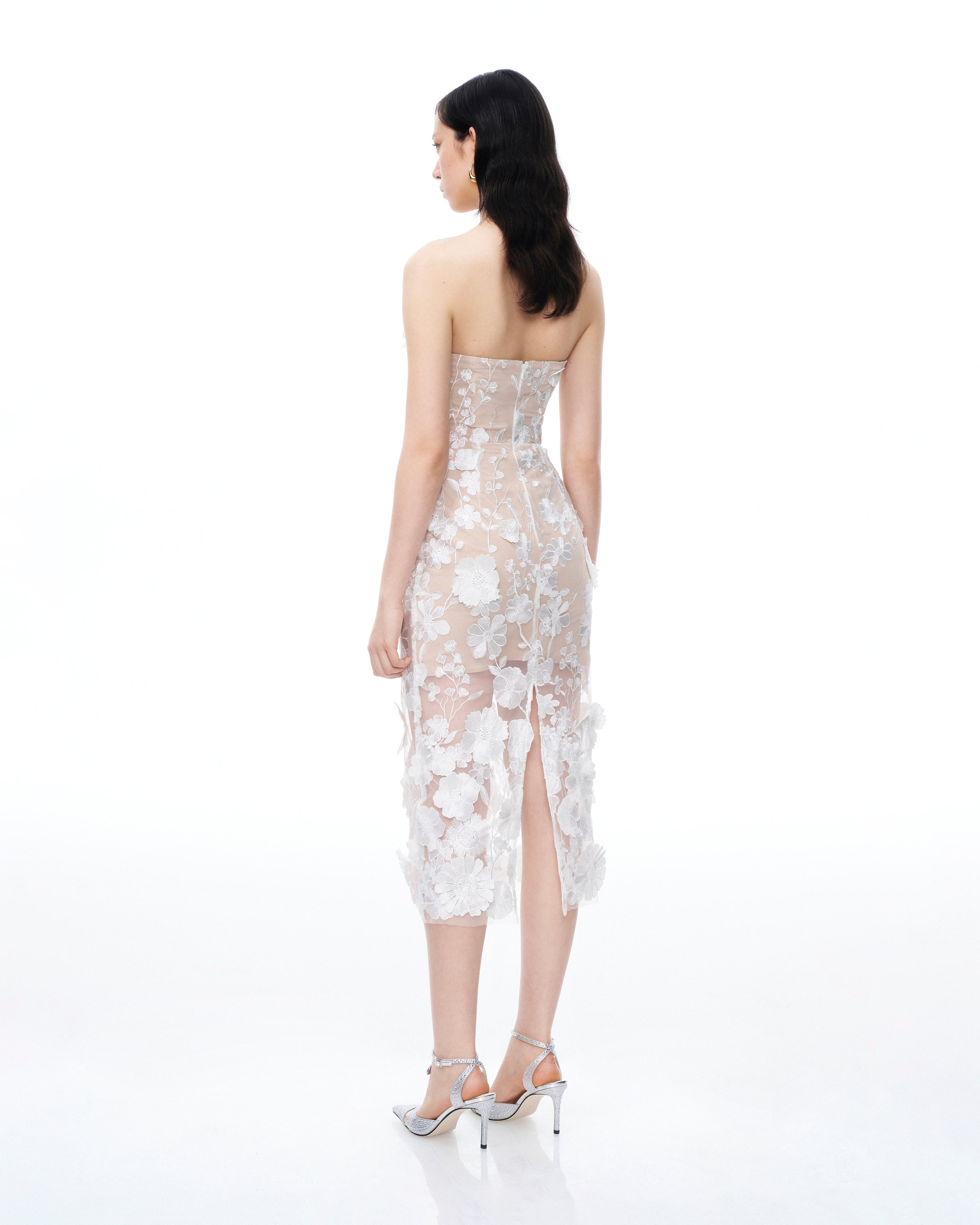 Lysandra 3D Floral Embroidered Maxi Dress - White