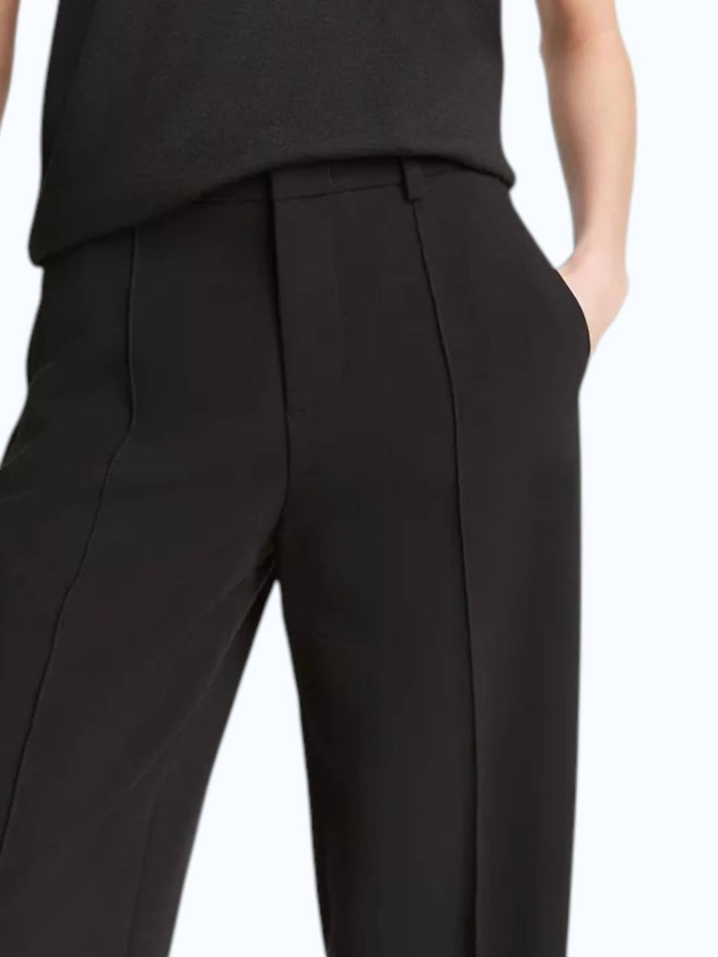 Pintuck Wide Leg Pant In Black