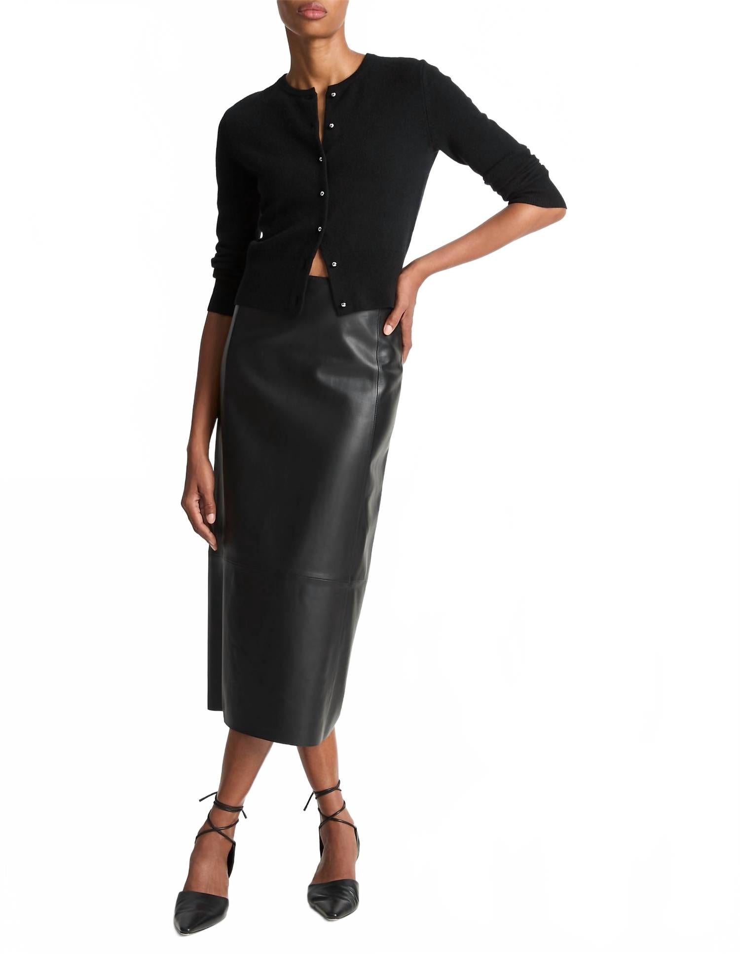 Metal Button Cardigan In Black