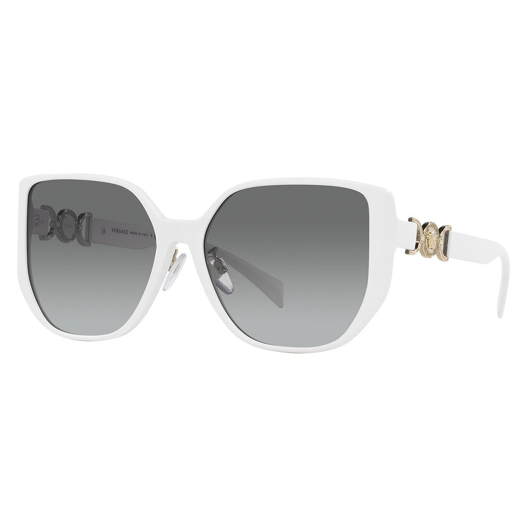 Versace Sunglasses Cat Eye Full Rim, White Frame And Grey Gradient Lens Ve4449D314/11