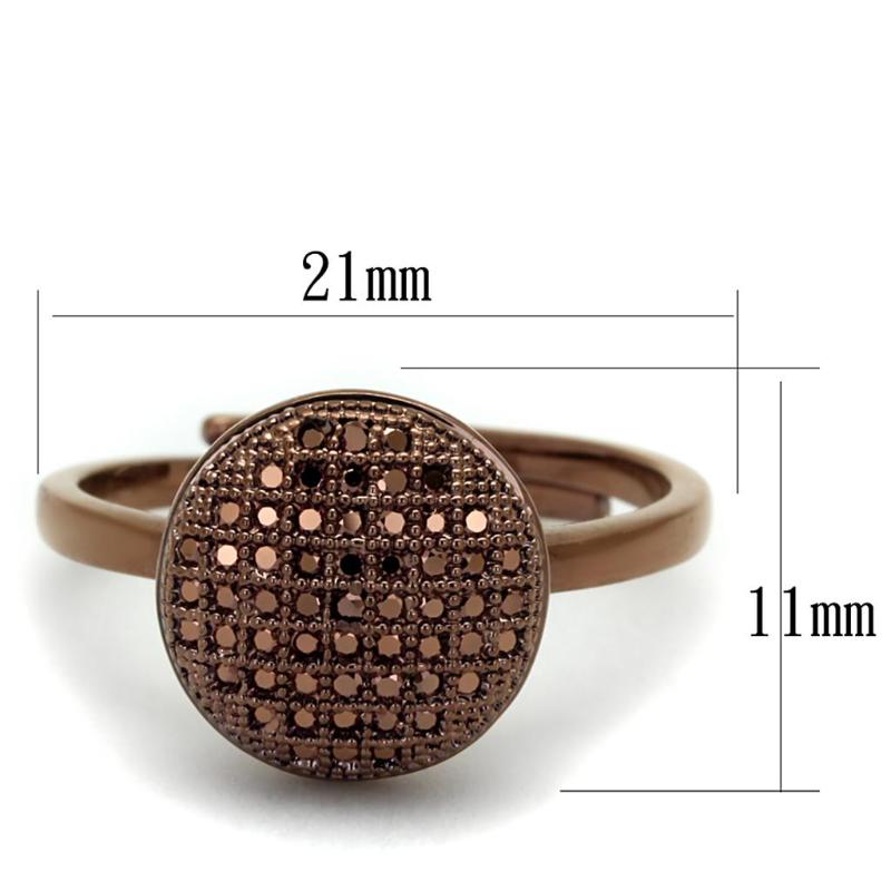 IP Coffee light Brass Ring with AAA Grade CZ in Light Coffee
