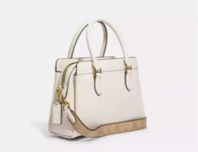 NWT Coach Mini Darcie Carryall In Gold/Chalk With Signature Canvas Strap