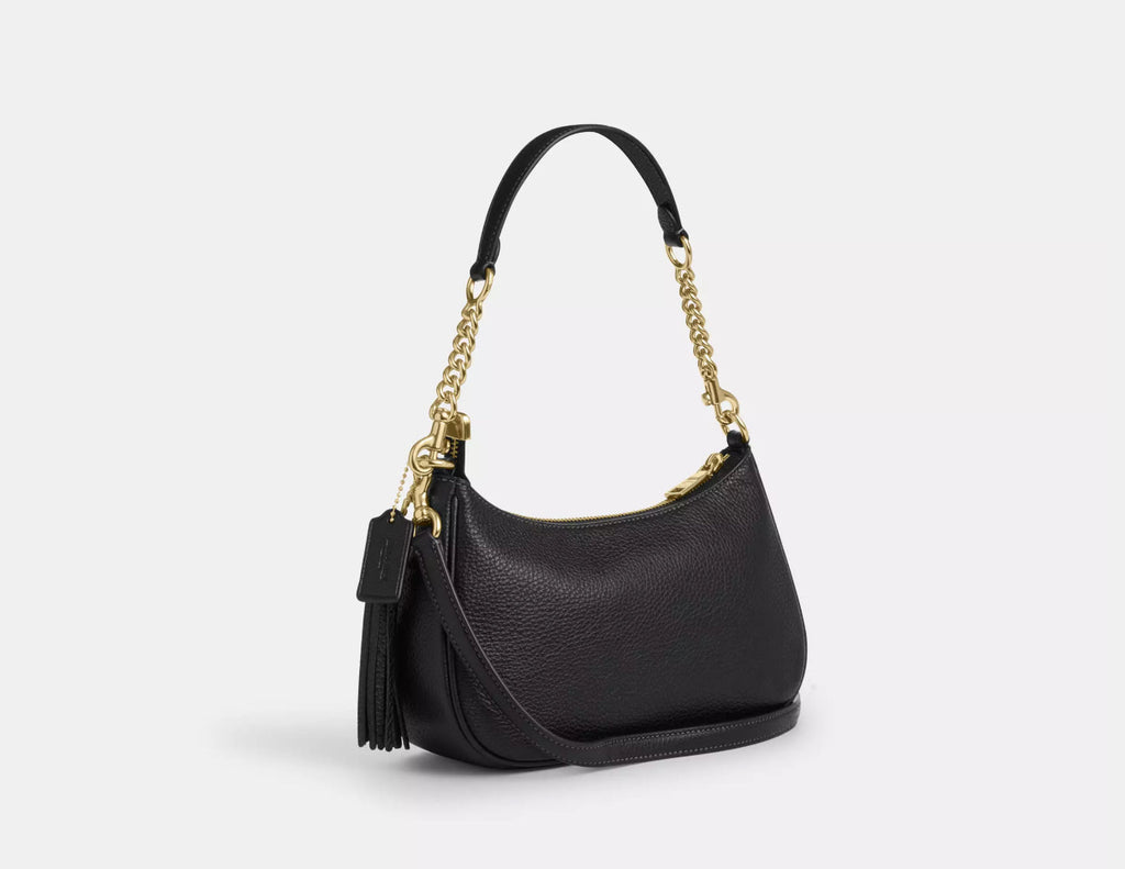NWT Coach Leather Teri Shoulder Bag With Rivets In Black