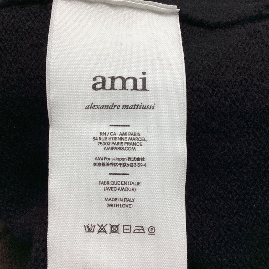 AMI Paris Cropped Cardigan in Black Merino Wool