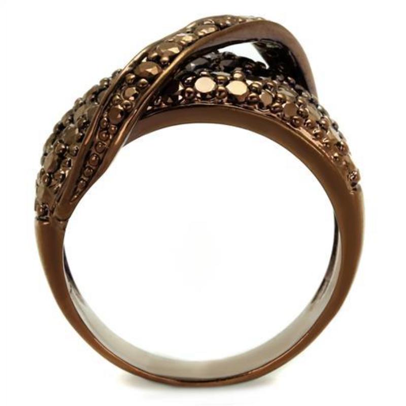 IP Coffee light Brass Ring with AAA Grade CZ in Light Coffee