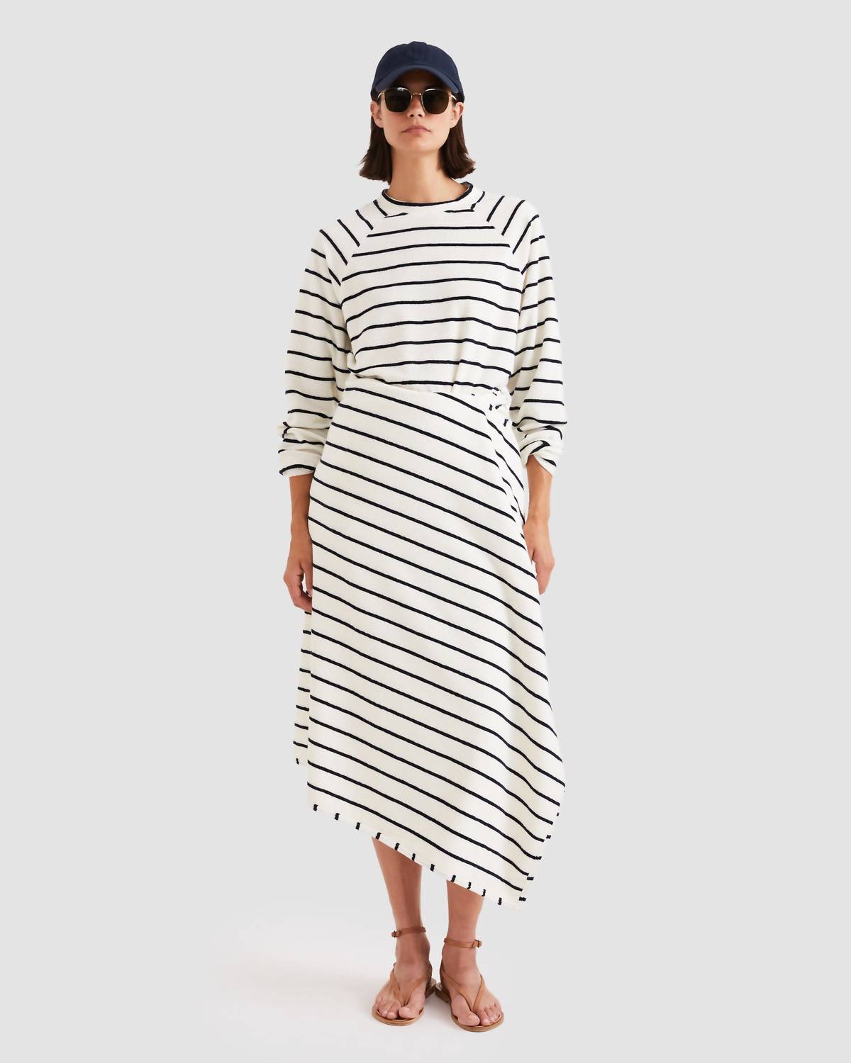 The Terry Franny Sweatshirt In Cream/navy