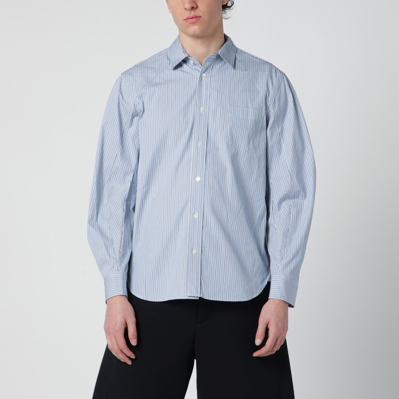 Sacai Light Blue Striped Cotton Shirt Men
