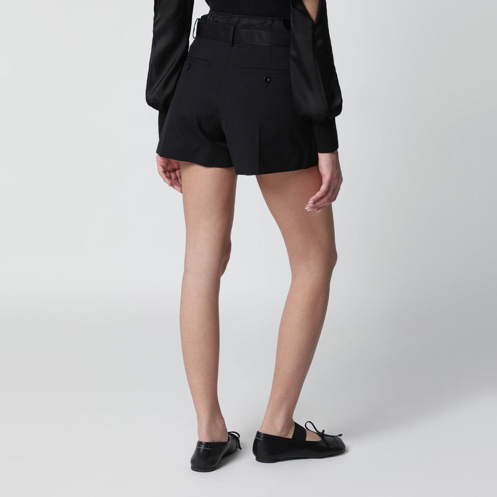 Sacai Black Wool-Blend Shorts Women