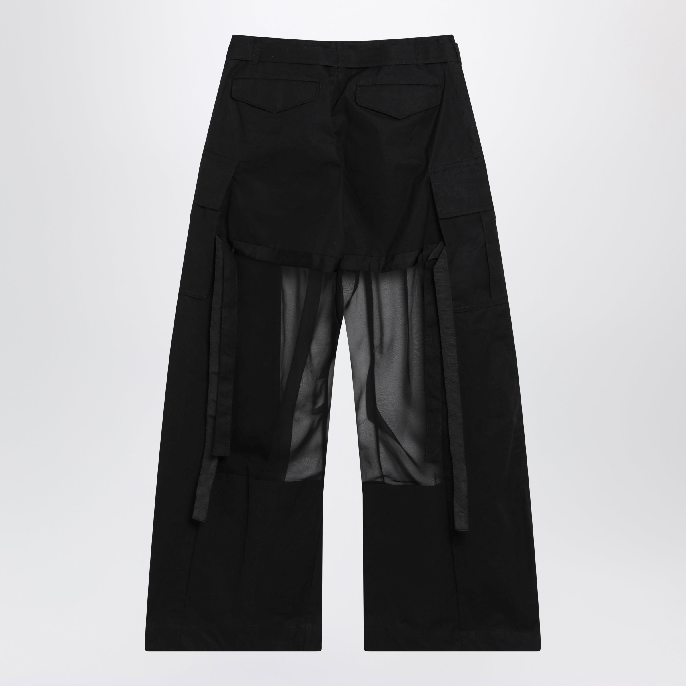 Sacai Black Cargo Trousers With Semi-Sheer Insert Women