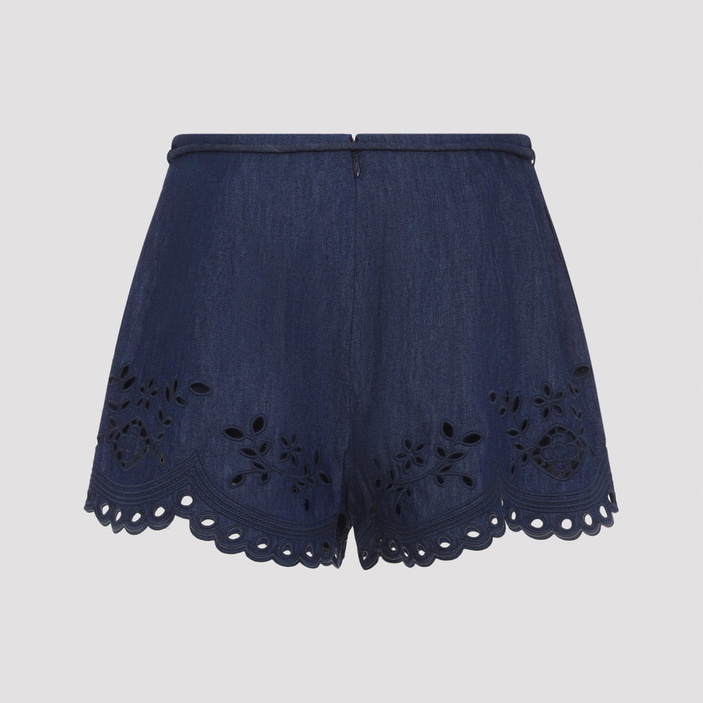 Zimmermann Mahon Broderie Denim Short Women